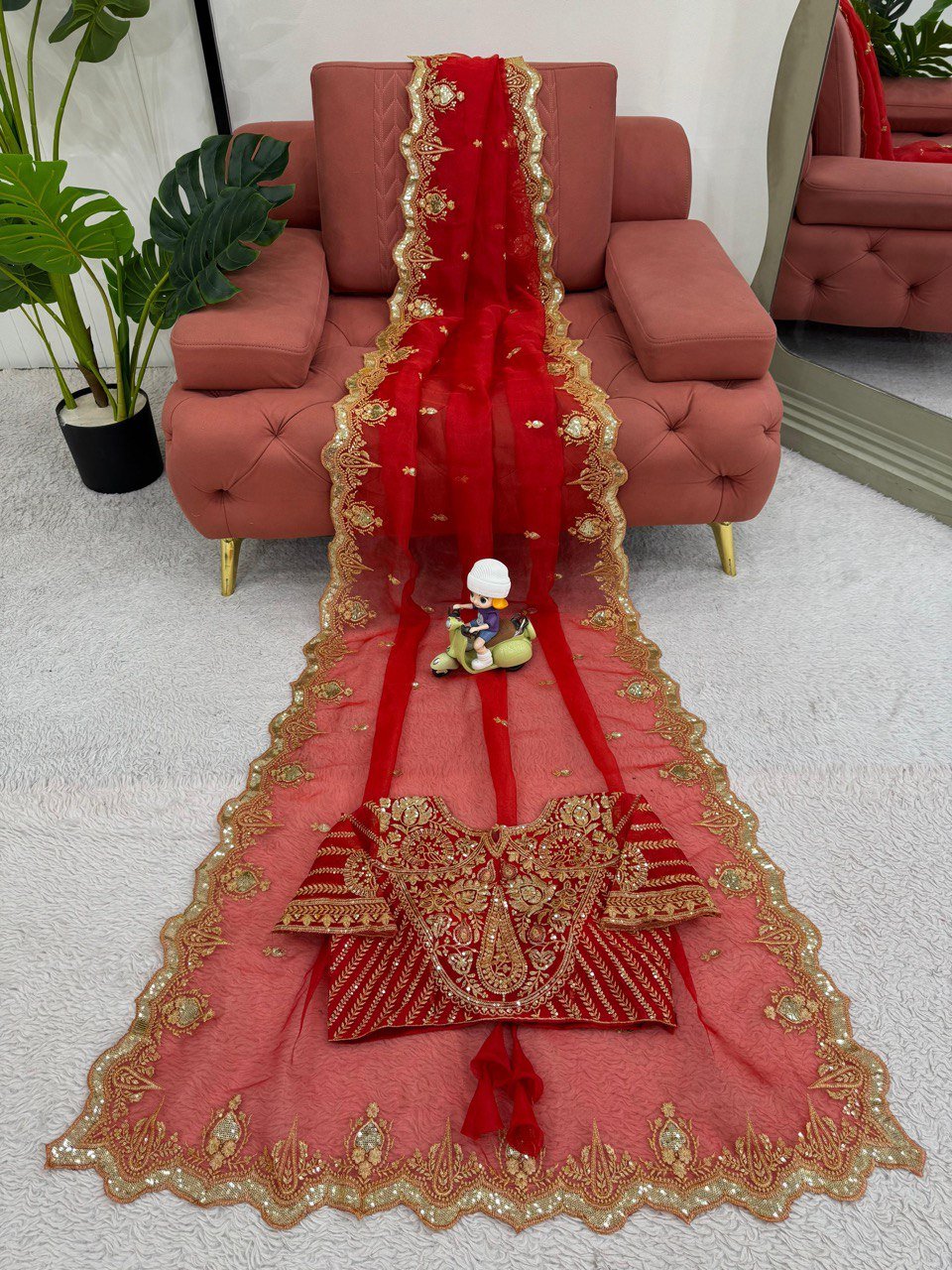 Premium Heavy Organza Designer Saree with Thread & Sequin Work - Image 5