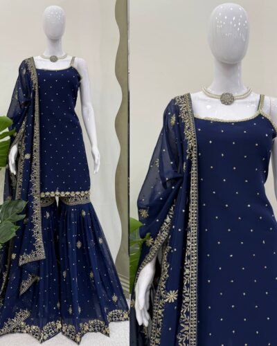 Foux Georgette Sharara Set – Sequins Work