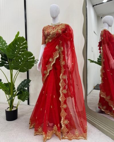 Premium Heavy Organza Designer Saree with Thread & Sequin Work