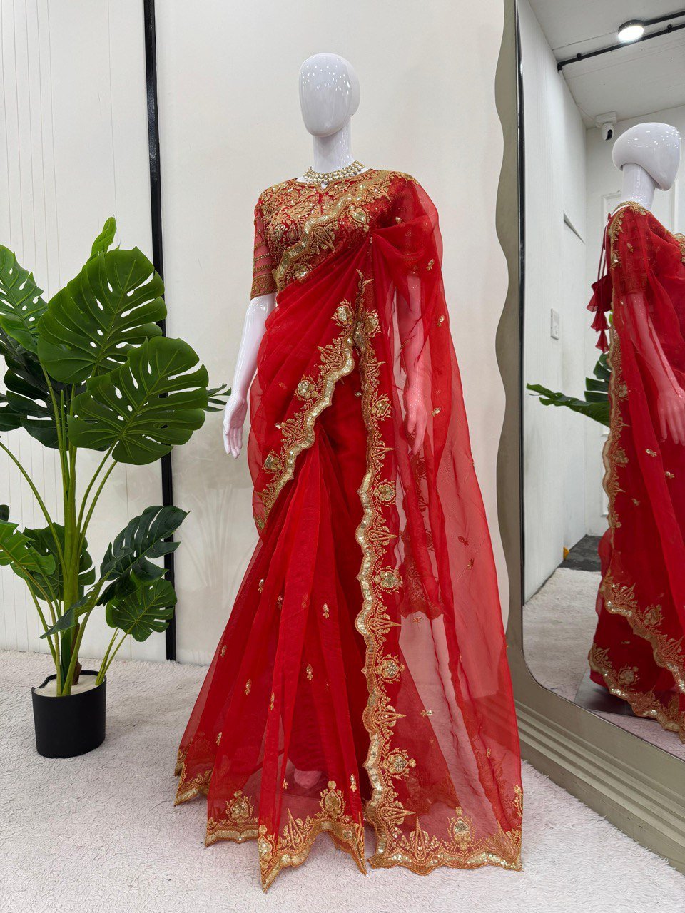 Premium Heavy Organza Designer Saree with Thread & Sequin Work