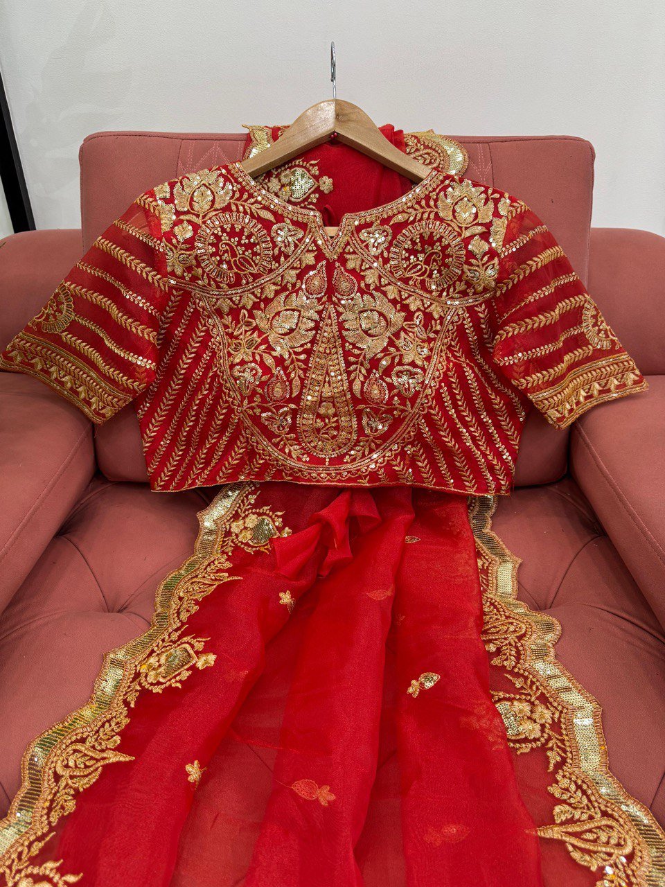 Premium Heavy Organza Designer Saree with Thread & Sequin Work - Image 3