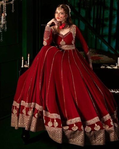 "Designer Faux Georgette Anarkali Set with Thread & Sequins Work and Dupatta"