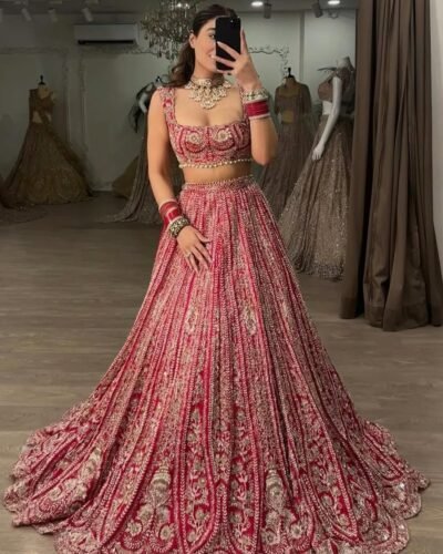 Semi-Stitched Boomer Silk Embroidered Lehenga Choli with Sequins & Heavy Dupatta – 3.5 Meter Flair