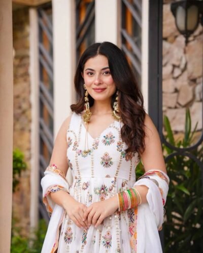 Faux Georgette 3-Piece Co-Ord Set with Sequin Embroidery & Lace Dupatta