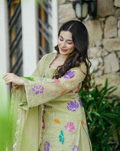 Elegant Star Georgette Sharara Suit with Dupatta | Heavy Embroidery & Codding Work