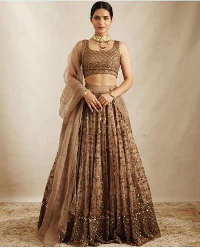 Designer Net Lehenga Set with Heavy Sequins & Embroidery